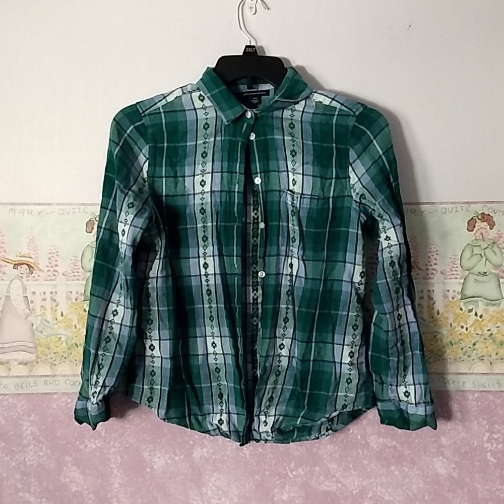 Blue & Green Tribal Stripe Flannel